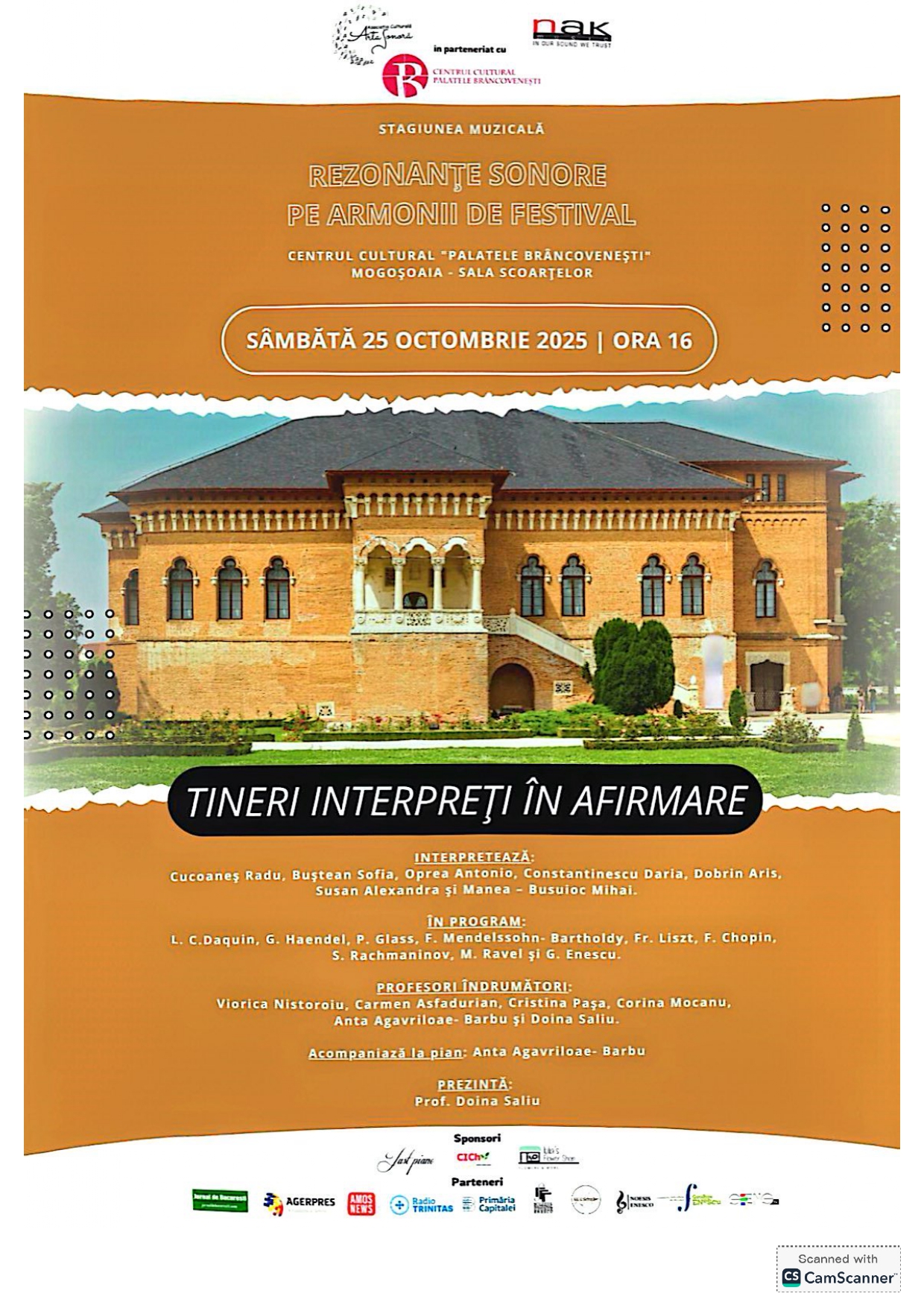 Afis recital TINERI INTERPRETI IN AFIRMARE