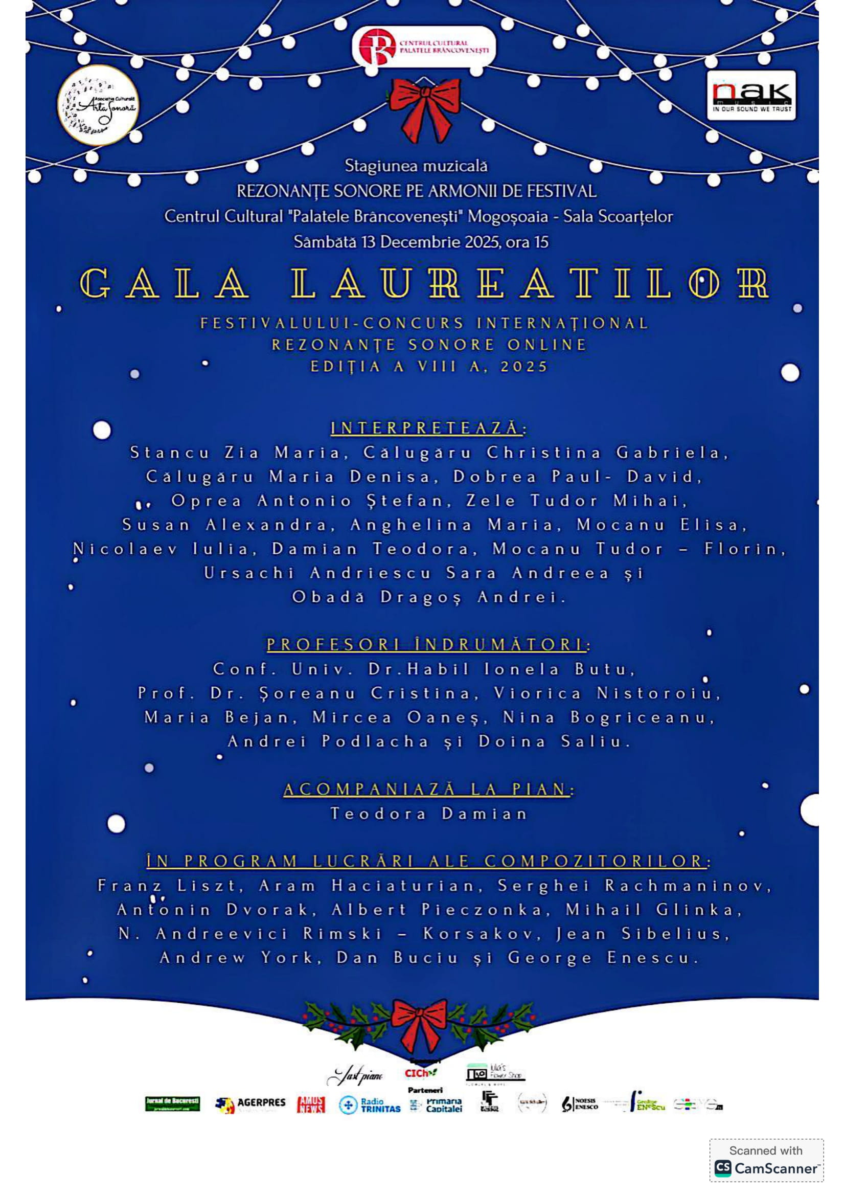 2. Afiș Gala laureaților Festivalului-Concurs Internațional Rezonanțe Sonore Online”, ediția a VIII-a, 2025